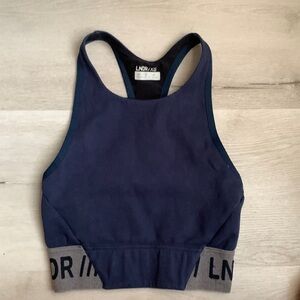 LNDR Stretch Knit Hustle Sports Bra navy blue 02‎ /04